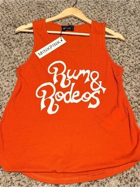 MINKPINK Rust Orange Ribbed Tank Top